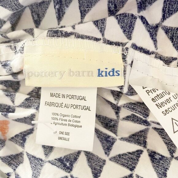 Pottery Barn Kids Geometric Triangle Print Blue Orange Fitted Cotton Sheet - Picture 5 of 6